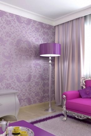  Lilac wallpaper in the interior