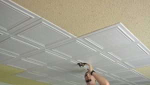  How to glue the ceiling tiles from foam?