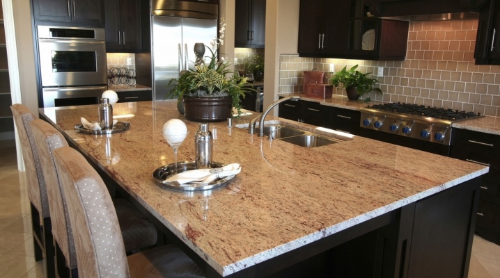  Table made of artificial stone in the kitchen