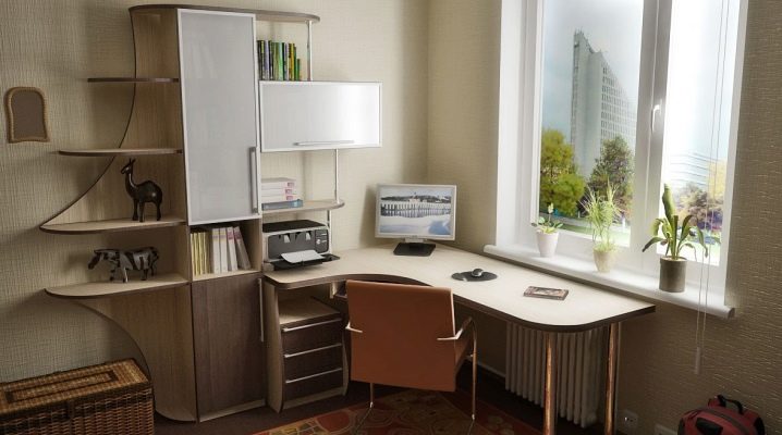  Corner computer desk with a rack: features of choice